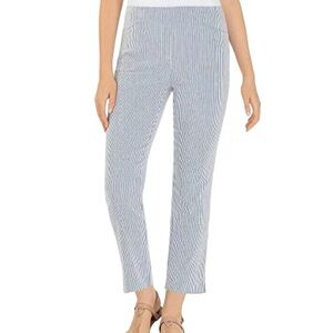 Hilary Radley Blue/White Pinstripe Pull ON Straight Leg Pants XXL
